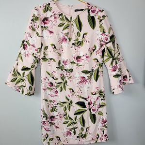 8 White House Black Market Baby Pink Floral Dress Broad Sleeve